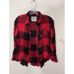 Justice Perfect Plaid Red & Black Long Sleeve Shirt EUC